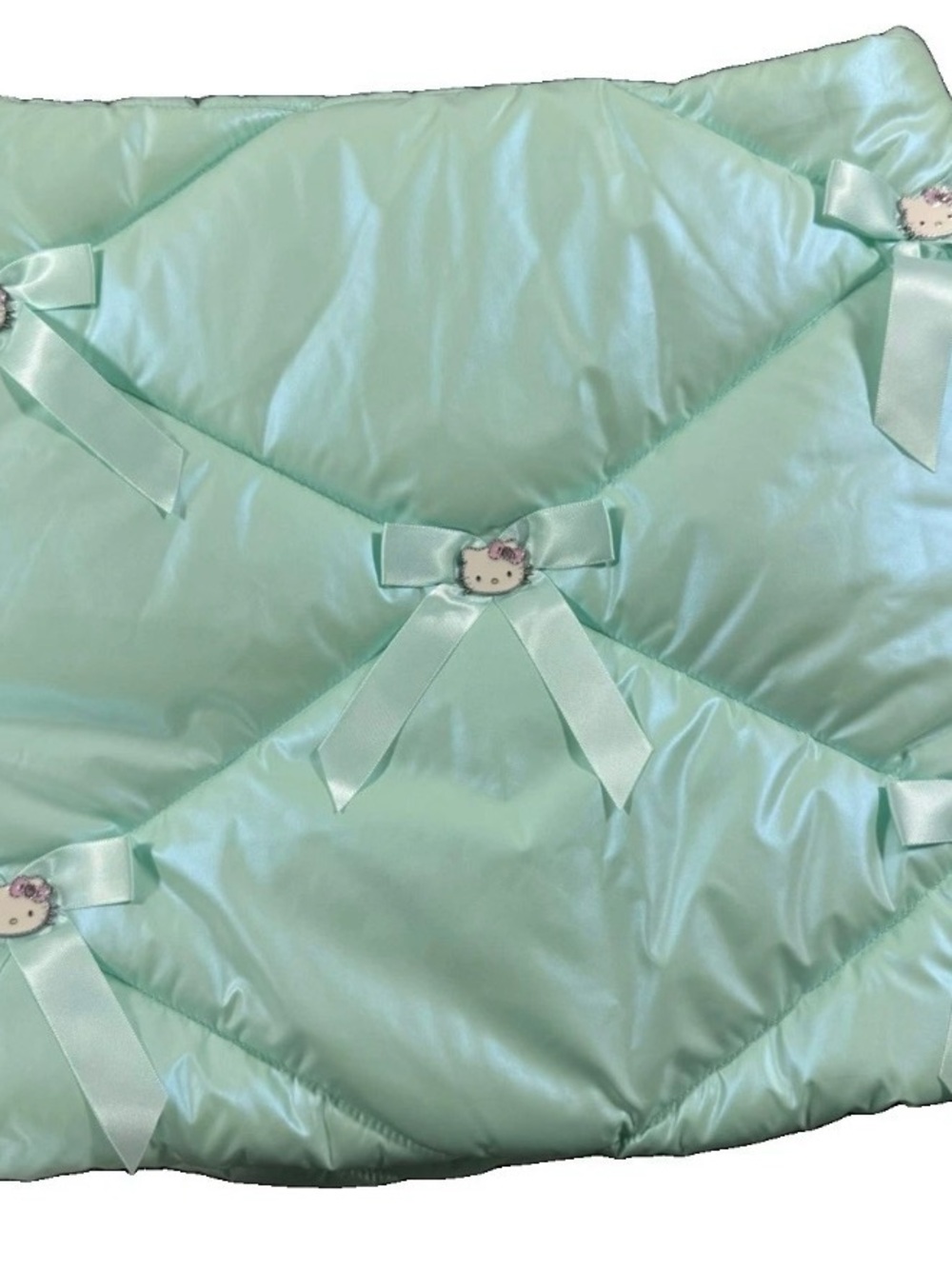 Hello Kitty x Forever 21 Mint Green Puffer Mini Skirt Bow Detail Size Med NWT